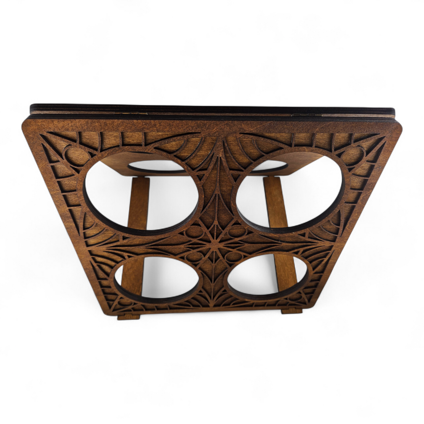 Hand-made and engraved wooden Tee-Pee wine rack