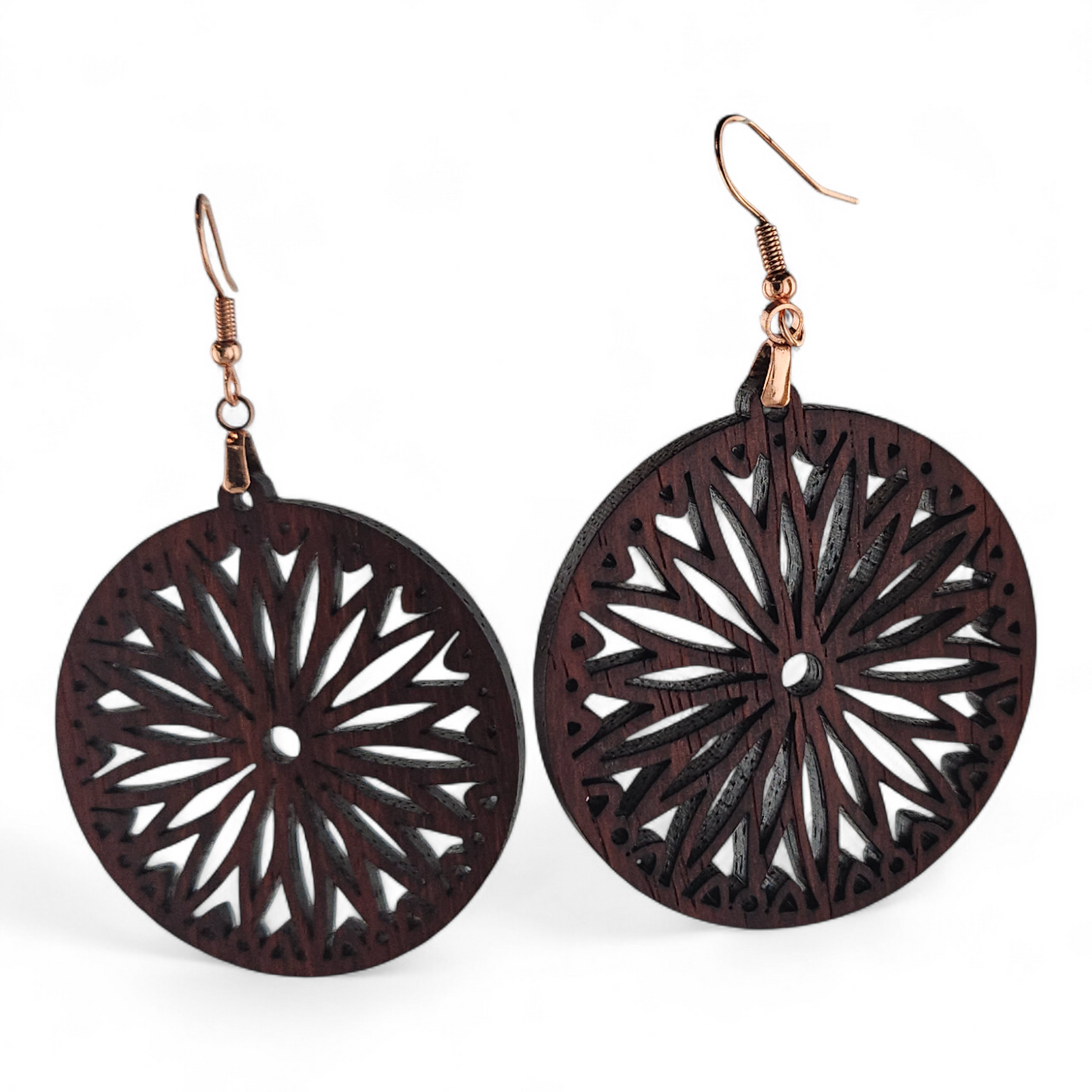 Padauk Wood Carved BOHO Earrings