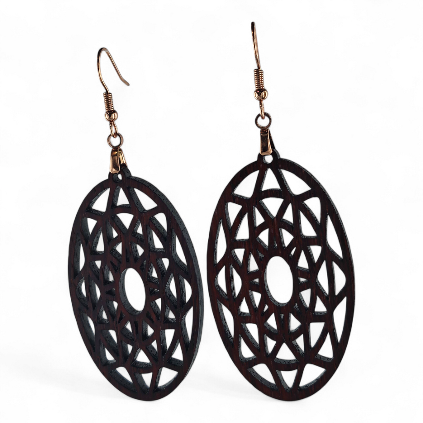 Padauk Wood Carved BOHO Earrings
