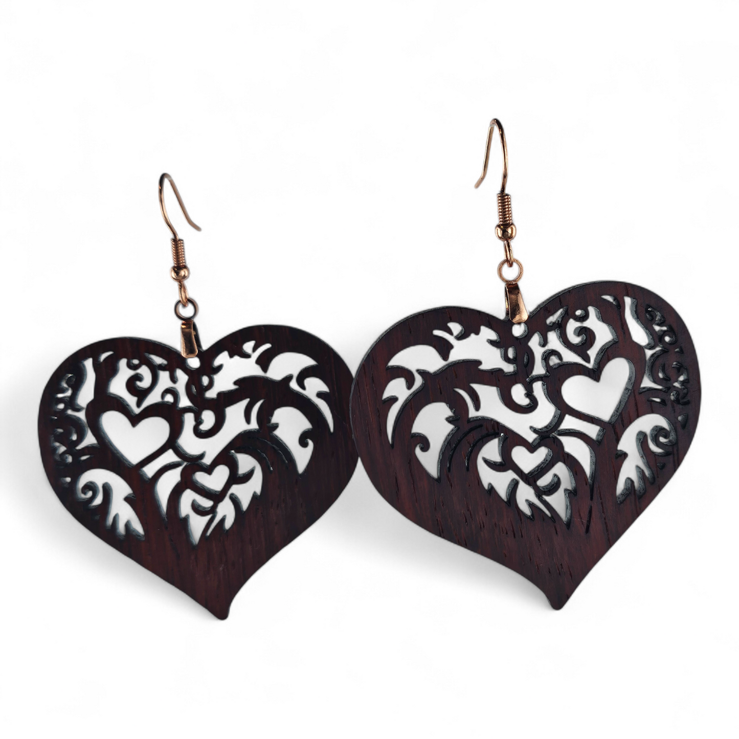 Padauk Wood Carved BOHO Earrings