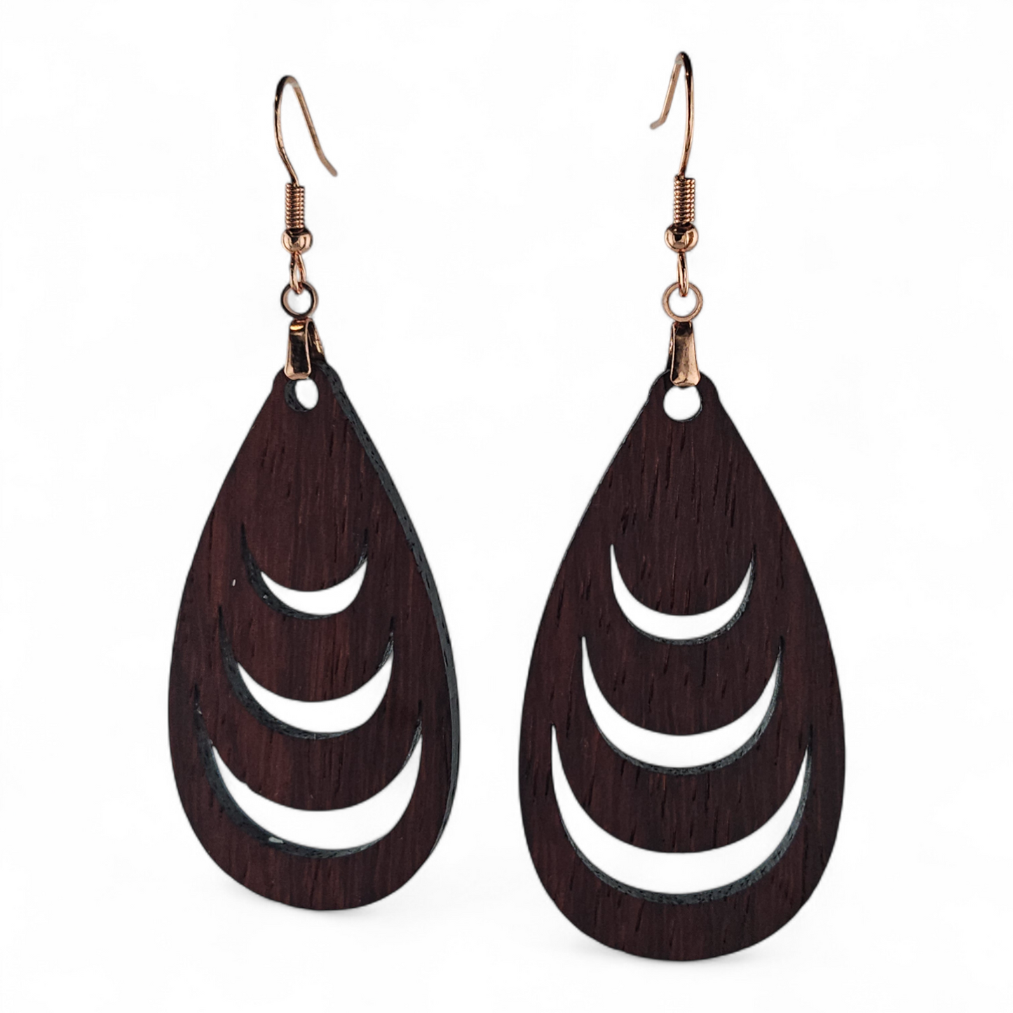 Padauk Wood Carved BOHO Earrings