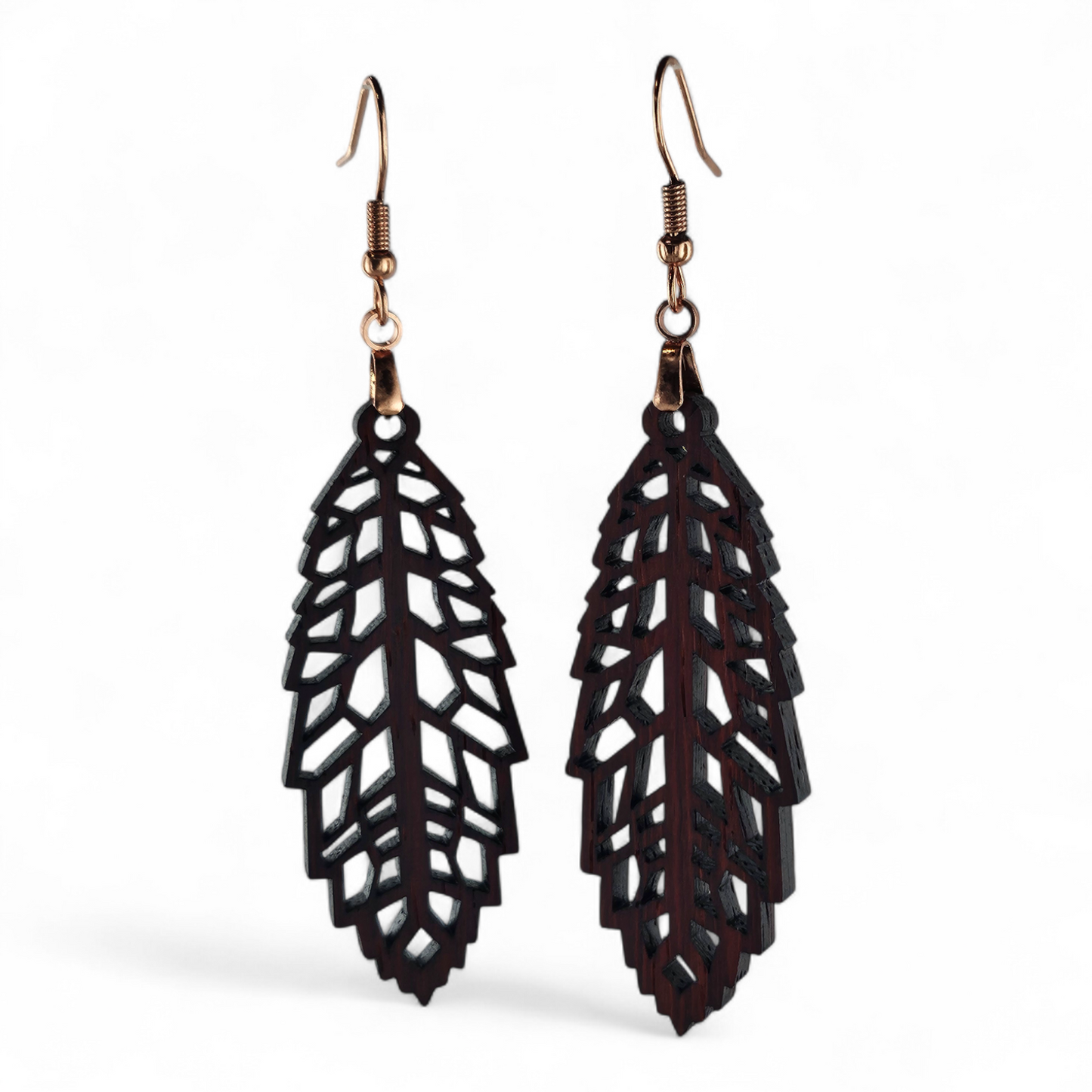 Padauk Wood Carved BOHO Earrings