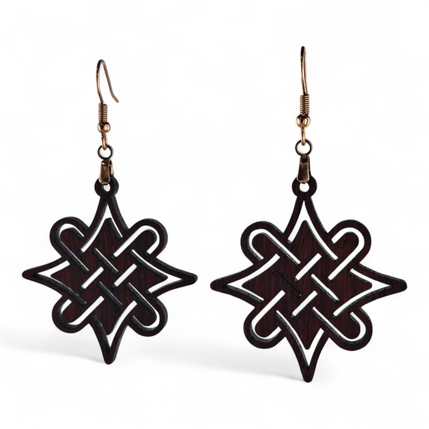 Padauk Wood Carved BOHO Earrings