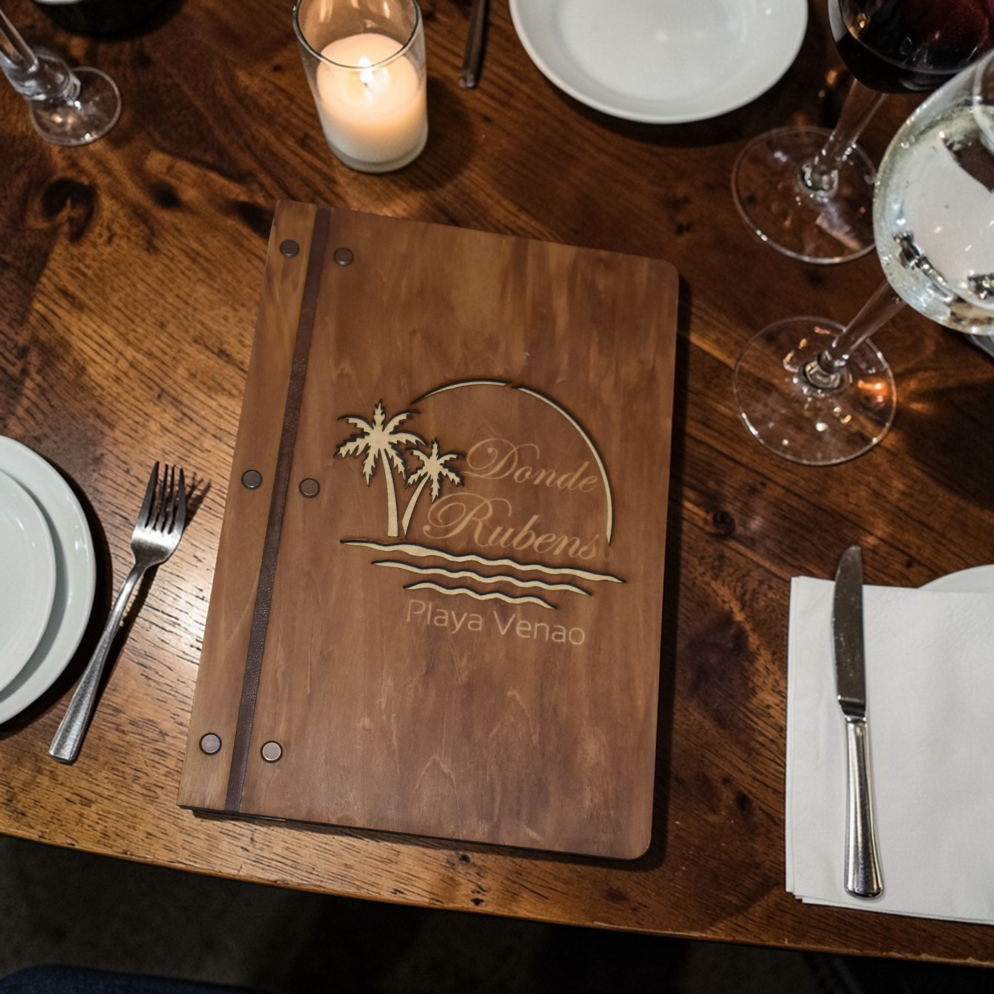 Formal Wood Carved Menu Book