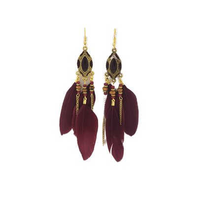 Three Feather and Chain Vintage BOHO Earrings