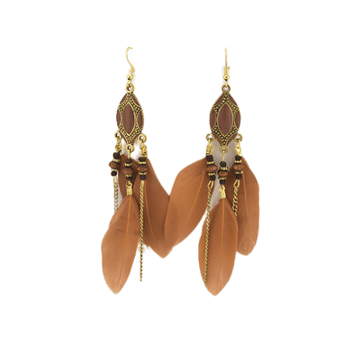 Three Feather and Chain Vintage BOHO Earrings