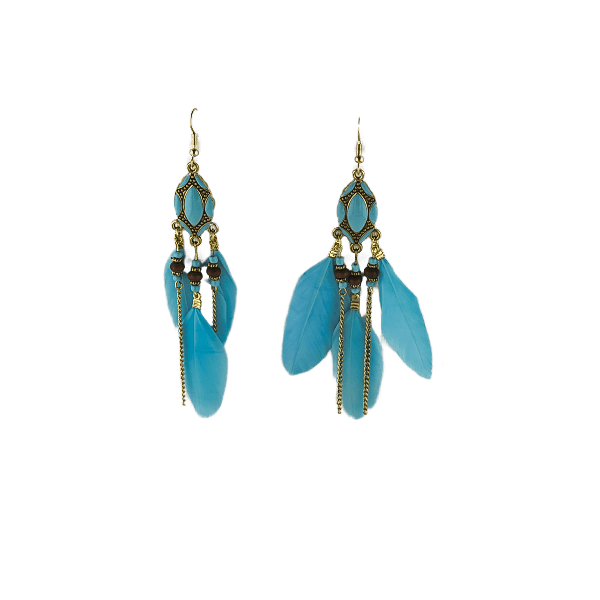 Three Feather and Chain Vintage BOHO Earrings