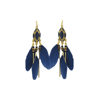 Three Feather and Chain Vintage BOHO Earrings