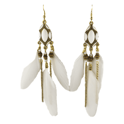 Three Feather and Chain Vintage BOHO Earrings