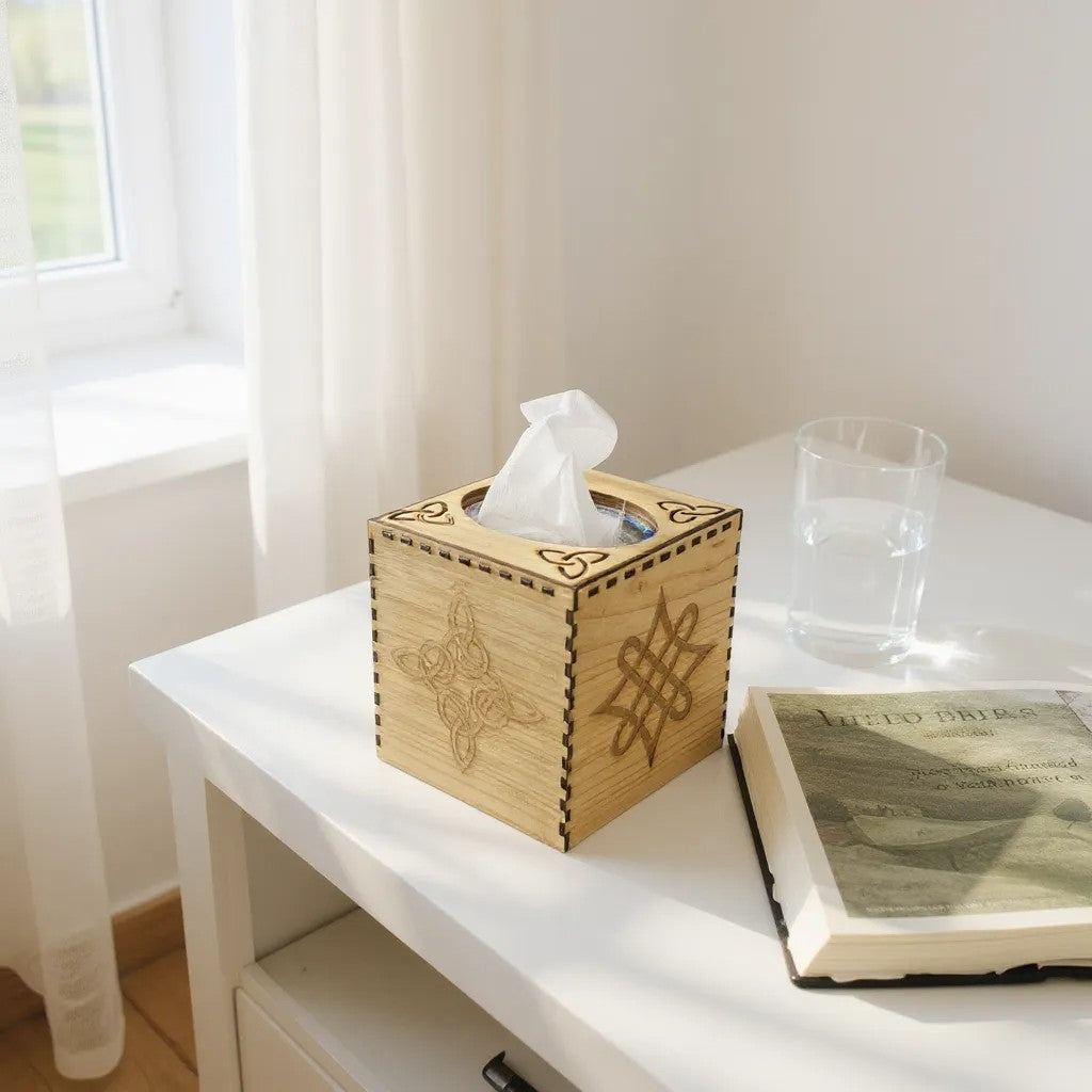 Hand-made, Laser etched Tissue Box