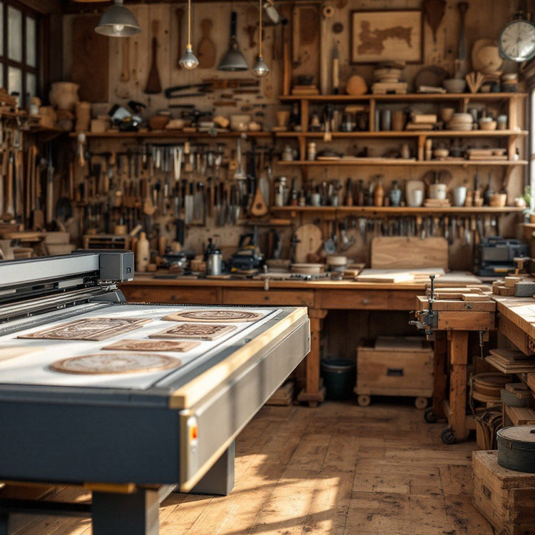 Handmade wooden homegoods engraved by laser machines