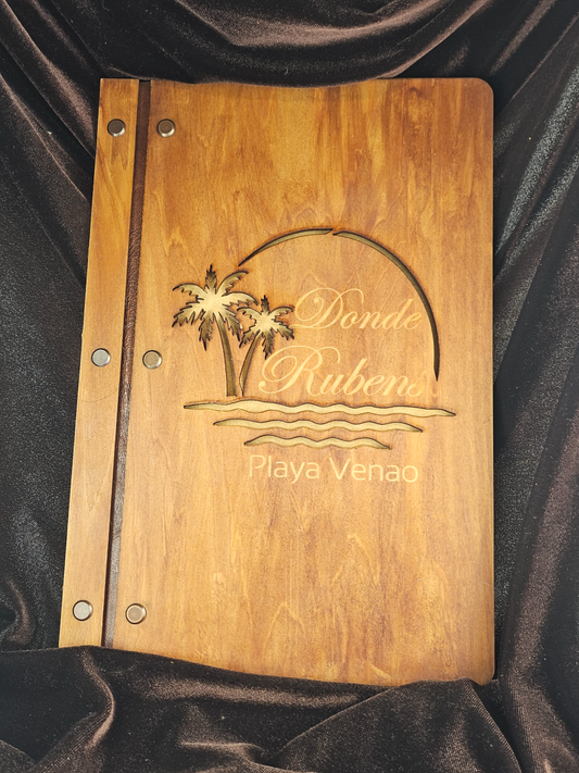 Formal Wood Carved Menu Book