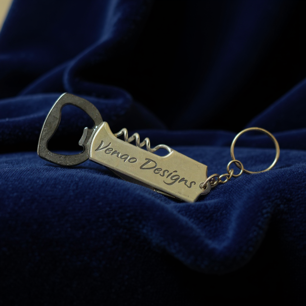 Bottle opener with cork screw keyring