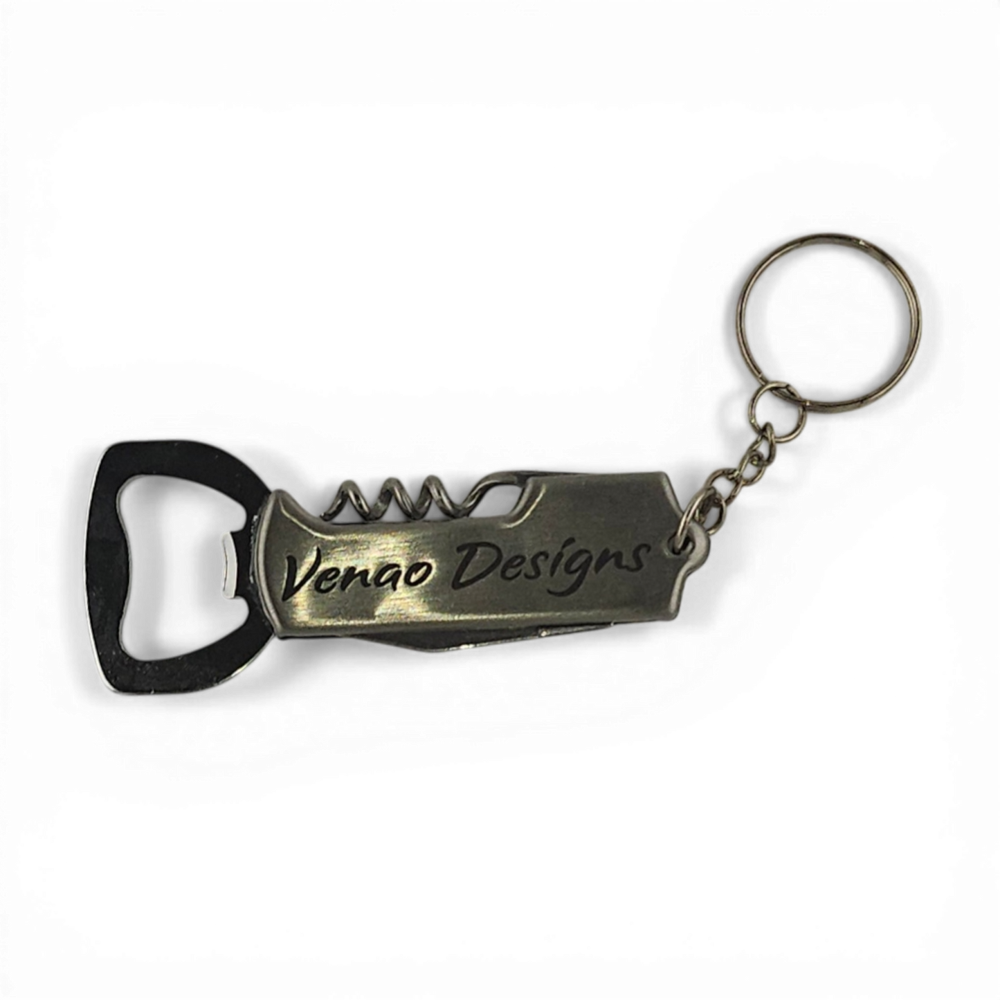 Bottle opener with cork screw keyring