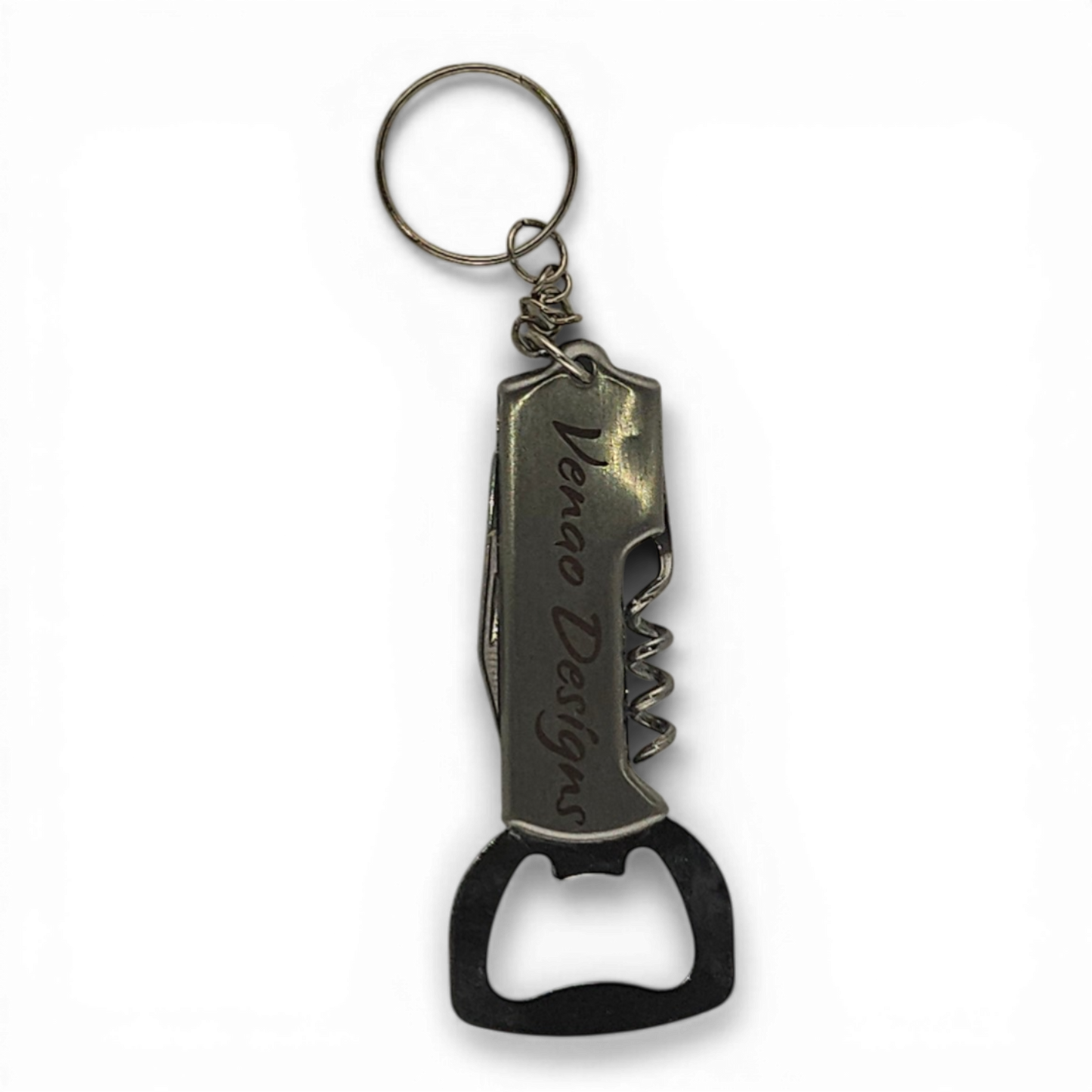 Bottle opener with cork screw keyring