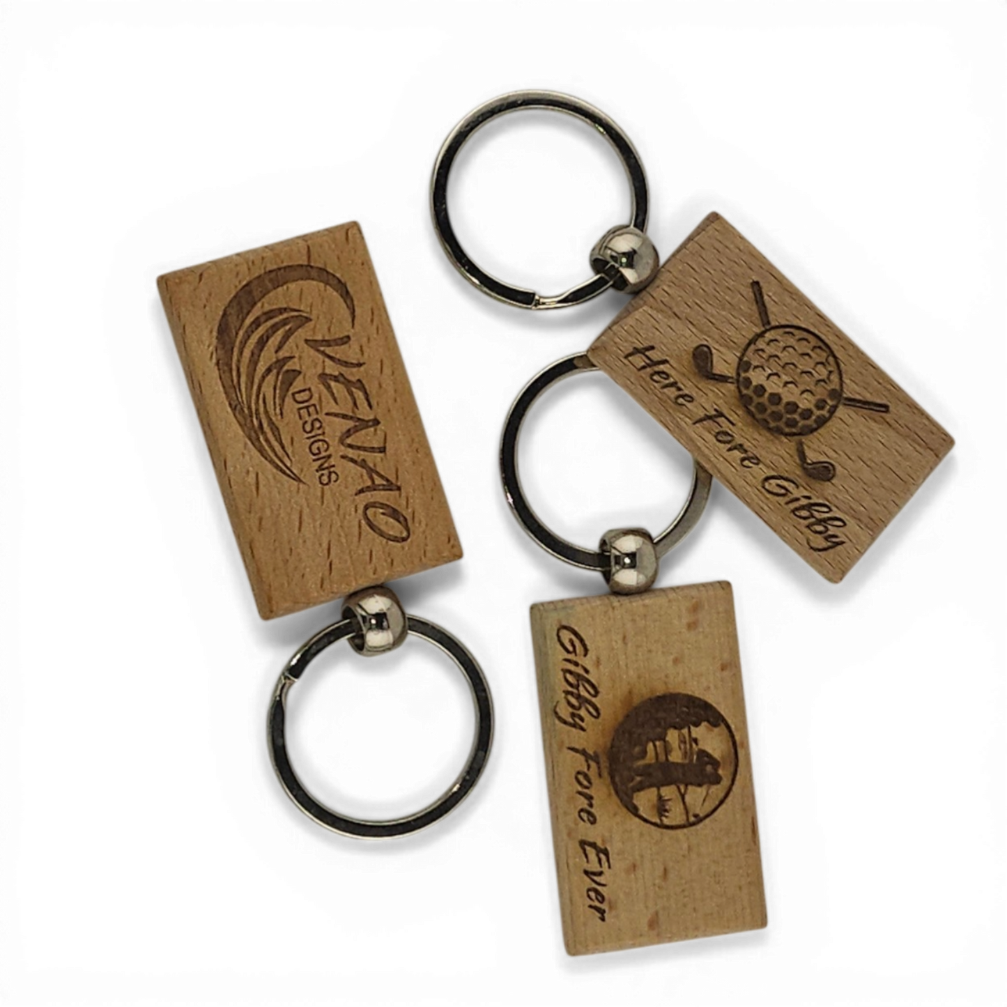 Rectangular Maple Wood Keyring (Laser Engraved)