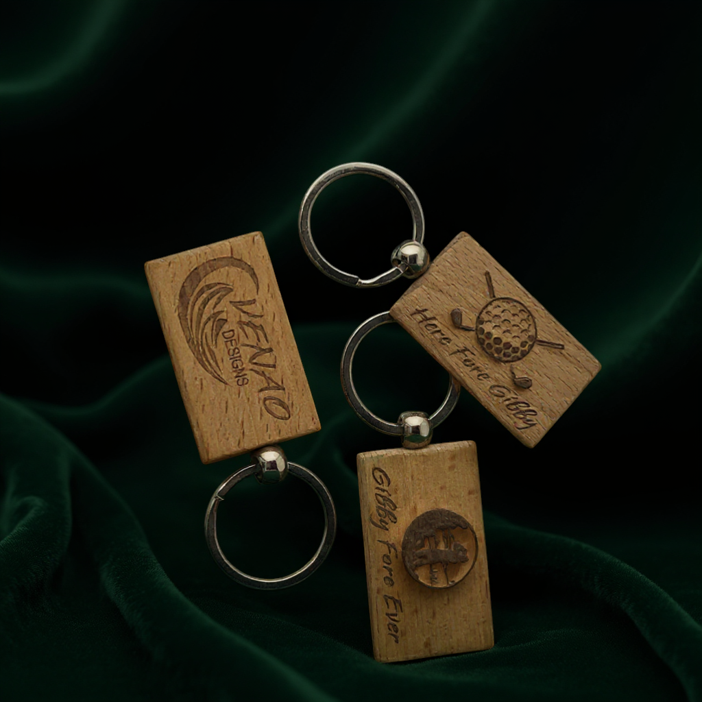 Rectangular Maple Wood Keyring (Laser Engraved)
