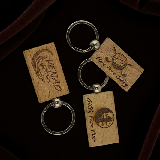 Rectangular Maple Wood Keyring (Laser Engraved)