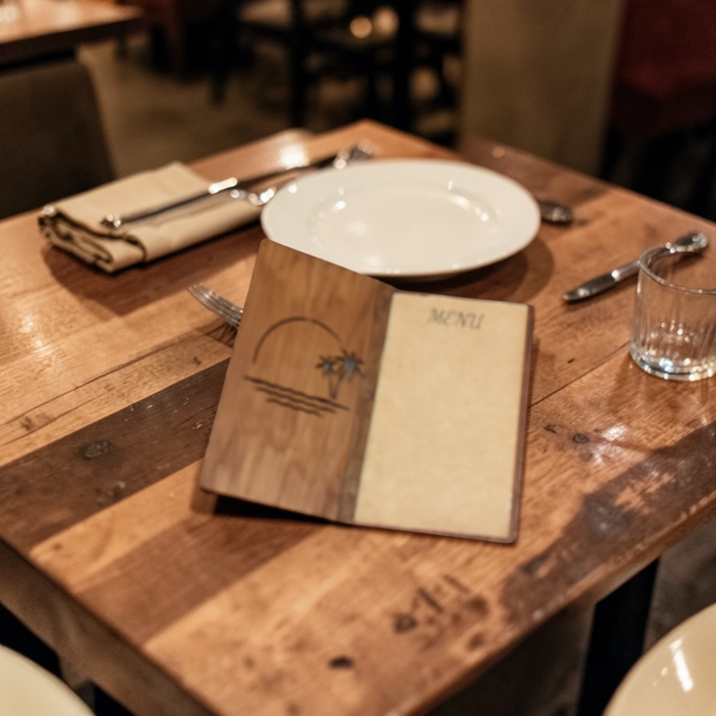 Formal Wood Carved Menu Book