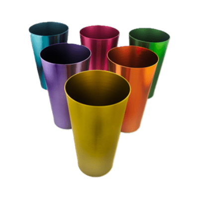 Colorful Anodized Aluminum Drink Glasses 18.6 oz - Mixed colors pack of 6