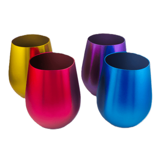 Colorful Aluminum Stemless Wine Glass - Set of 4