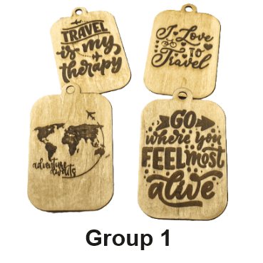 Funny Travel Baggage Tags Handmade from wood - Package of 4
