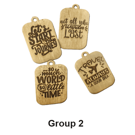 Funny Travel Baggage Tags Handmade from wood - Package of 4
