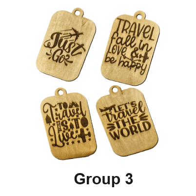 Funny Travel Baggage Tags Handmade from wood - Package of 4
